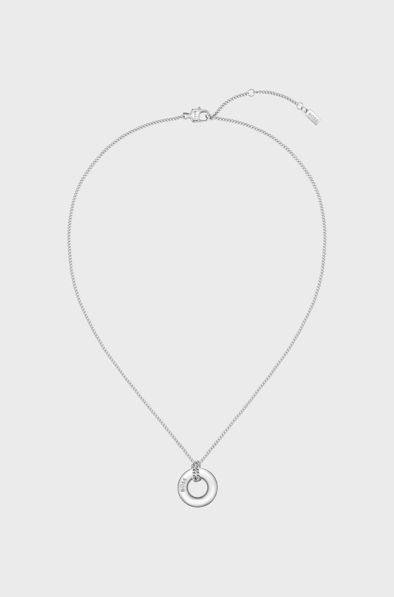 Hugo Boss Collar plateado con aro con logo