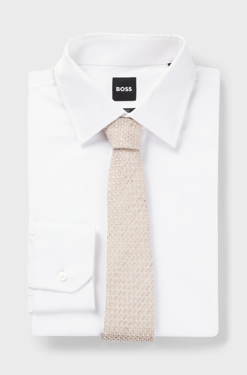 Hugo Boss Corbata Estampada En Seda Y Lino