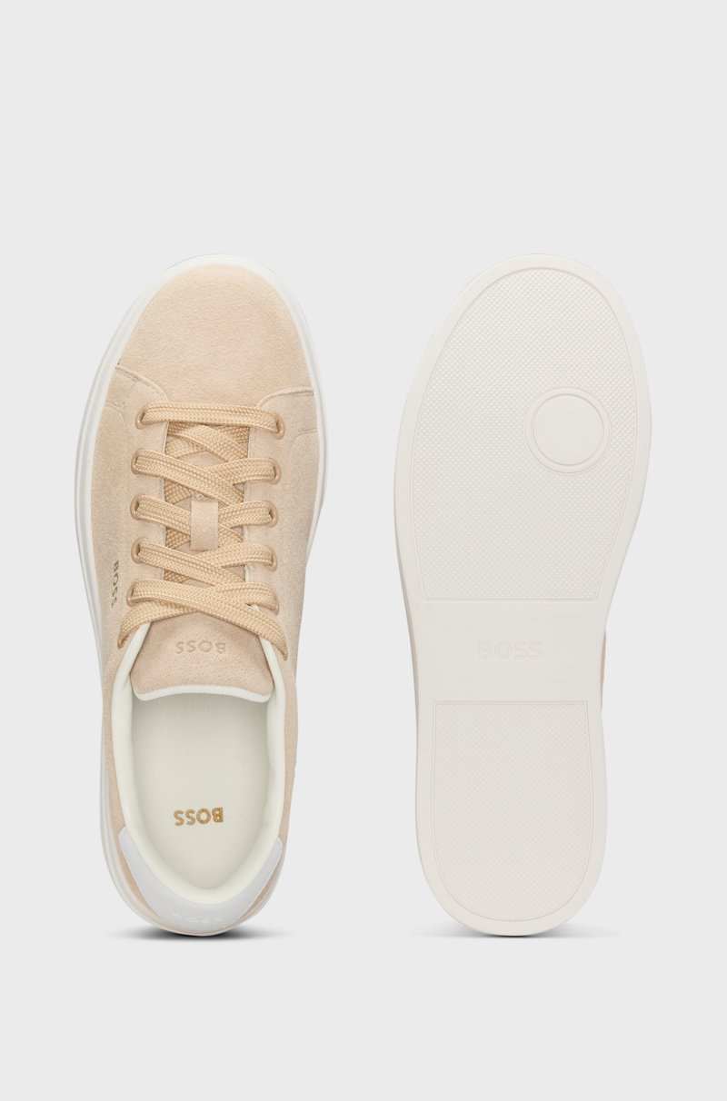 Hugo Boss Deportivas De Ante Con Talón De Piel