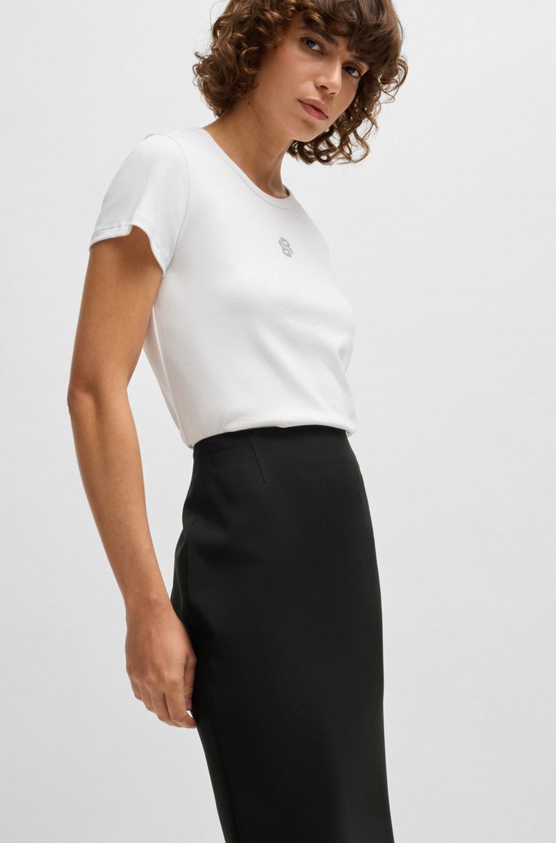 Hugo Boss Falda Lápiz Slim Fit De Lana Virgen