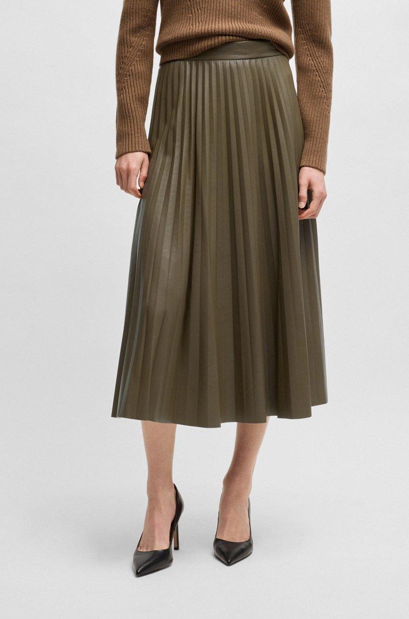 Hugo Boss Falda midi de piel sintética con plisado