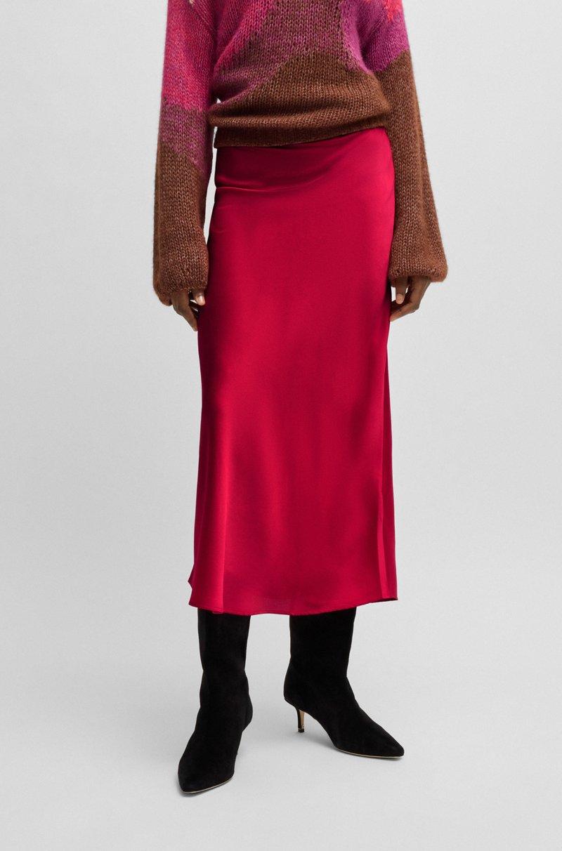 Hugo Boss Falda midi de raso abatanado