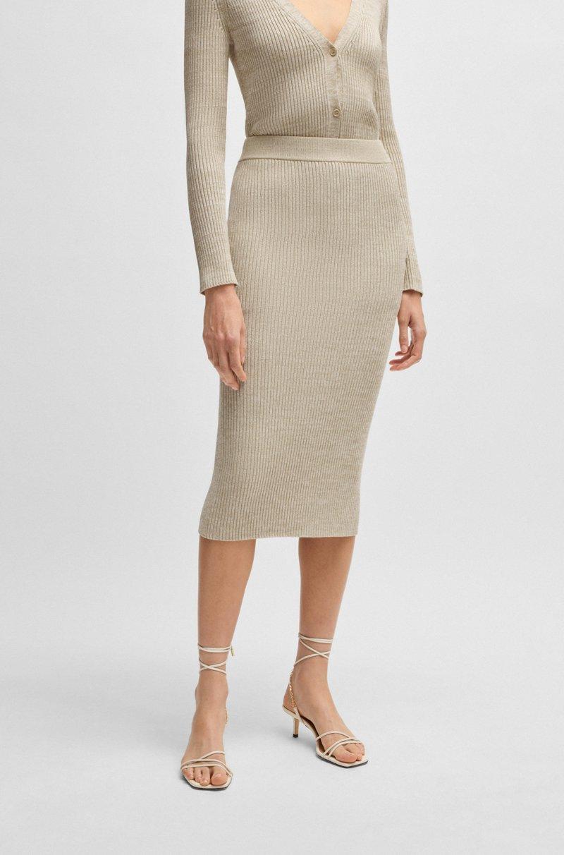 Hugo Boss Falda tubo de canalé con efecto mouliné