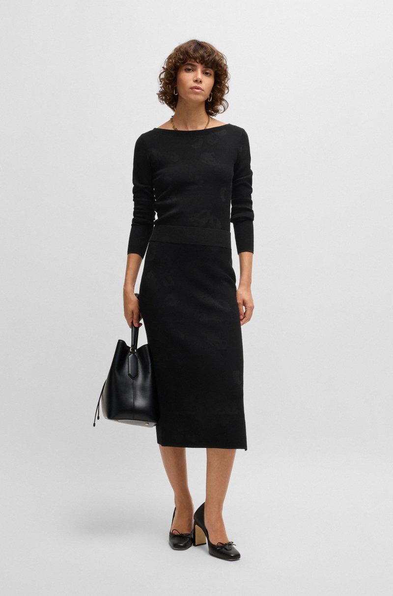 Hugo Boss Falda Tubo En Jacquard De Punto