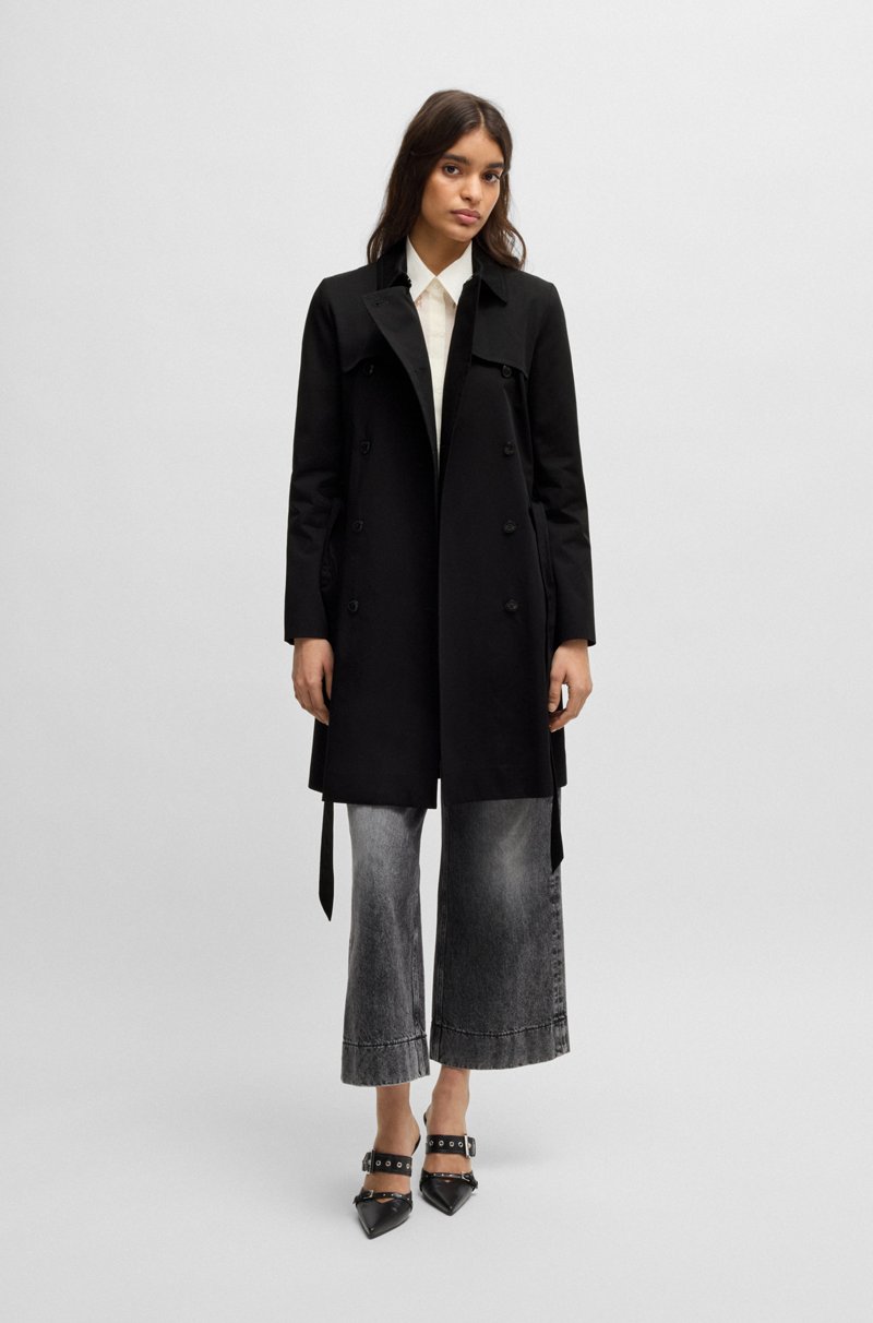 Hugo Boss Gabardina Cruzada Regular Fit De Algodón