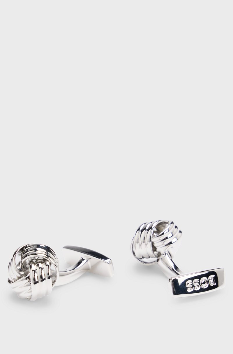 Hugo Boss Gemelos de nudo en latón plateado