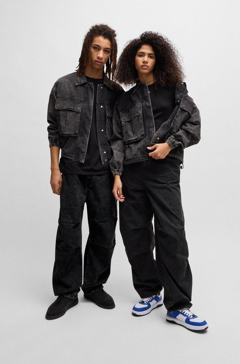 Hugo Boss Jeans baggy fit de denim rígido negro