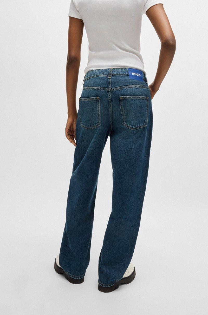 Hugo Boss Jeans Relaxed Fit De Denim Rígido Azul