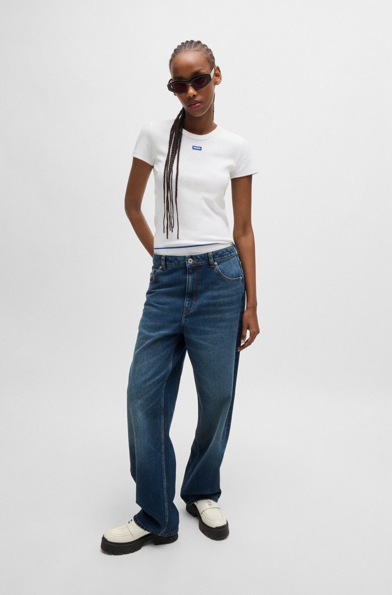 Hugo Boss Jeans Relaxed Fit De Denim Rígido Azul