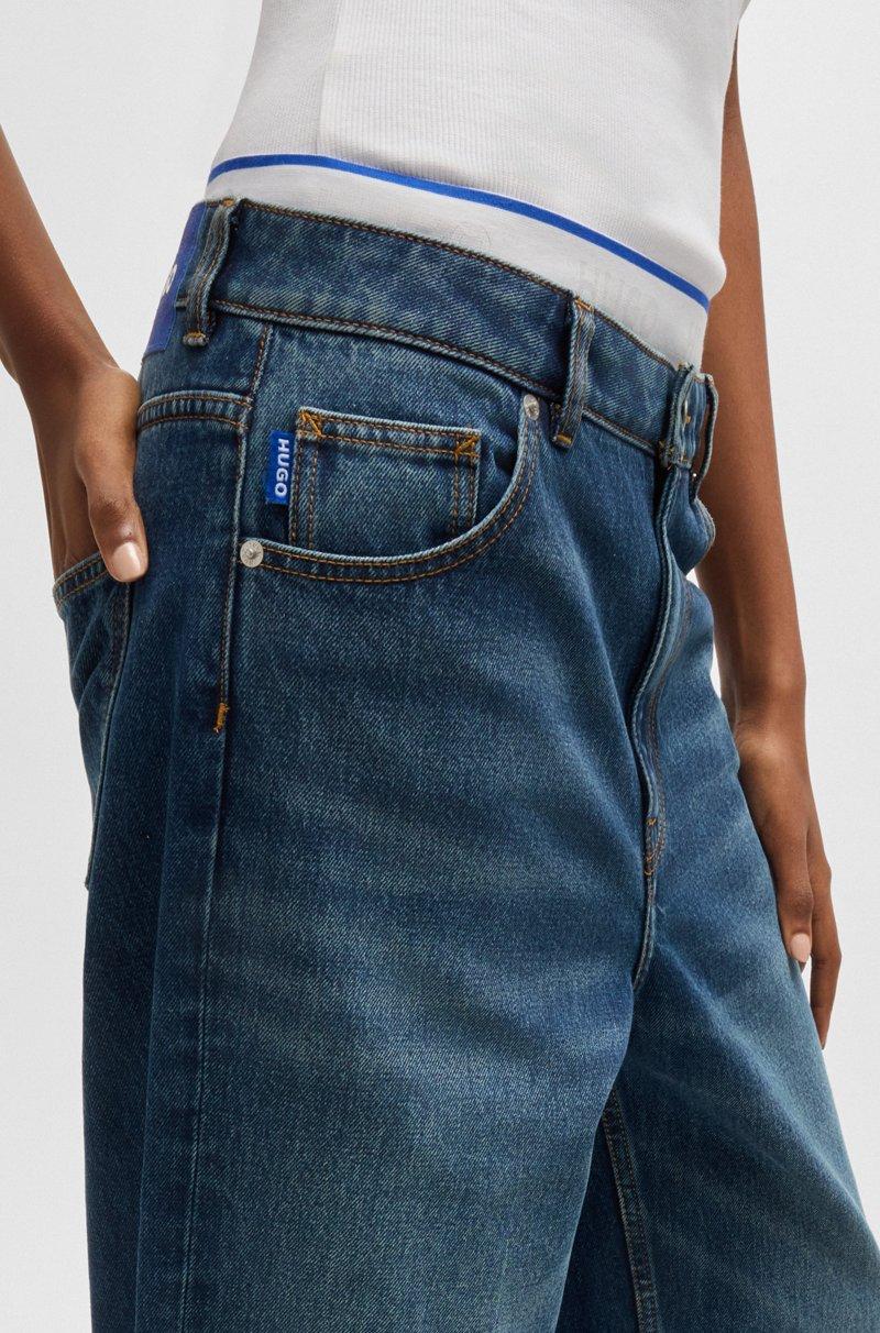 Hugo Boss Jeans Relaxed Fit De Denim Rígido Azul