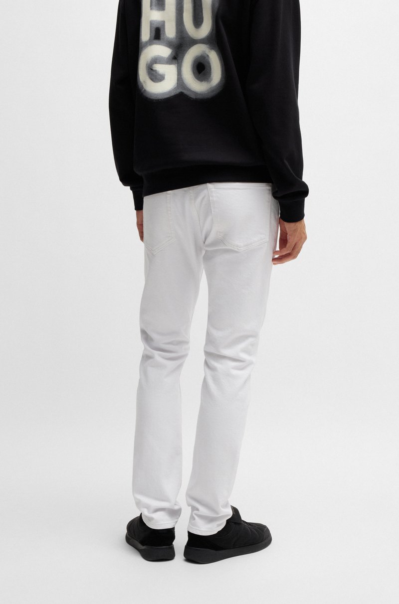 Hugo Boss Jeans Slim Fit En Denim Elástico Blanco