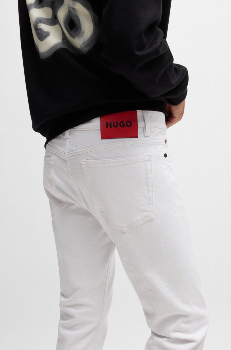 Hugo Boss Jeans Slim Fit En Denim Elástico Blanco