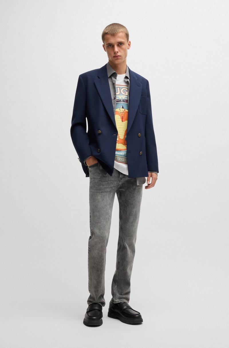 Hugo Boss Jeans Slim Fit En Denim Elástico Gris