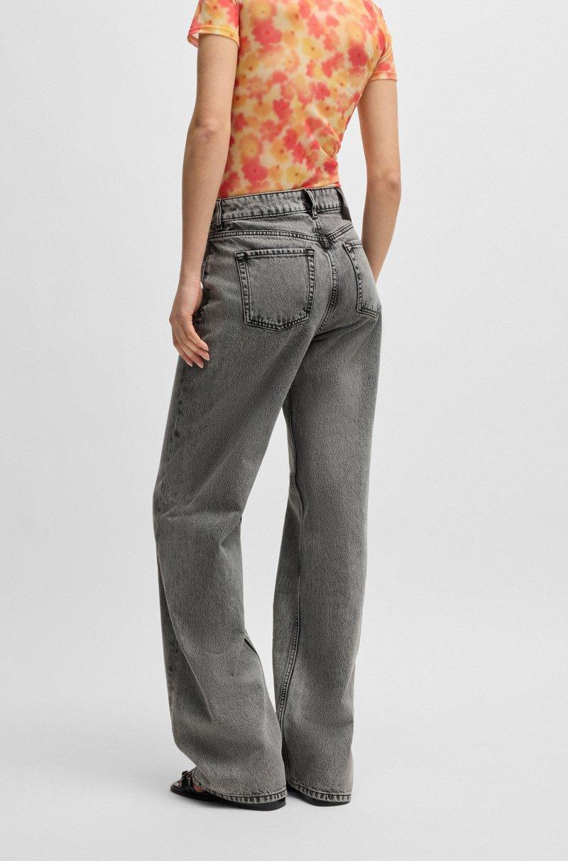 Hugo Boss Jeans Straight Fit De Denim Rígido Gris