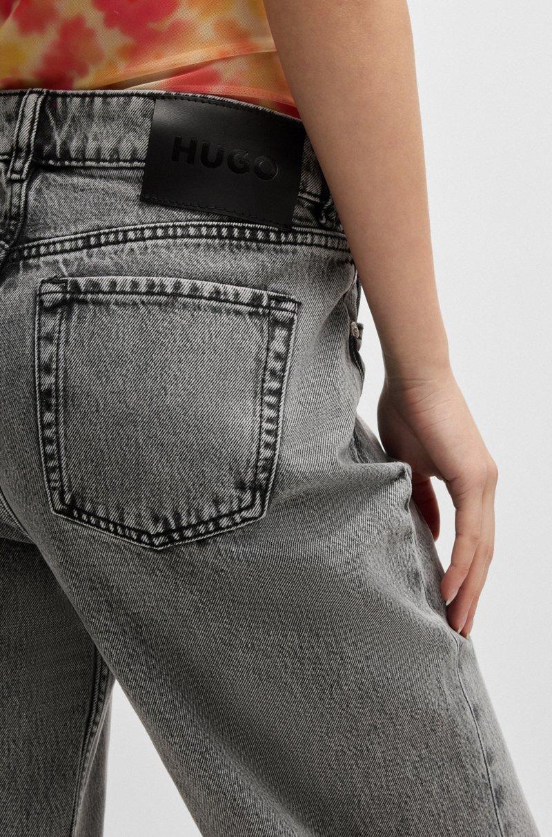 Hugo Boss Jeans Straight Fit De Denim Rígido Gris