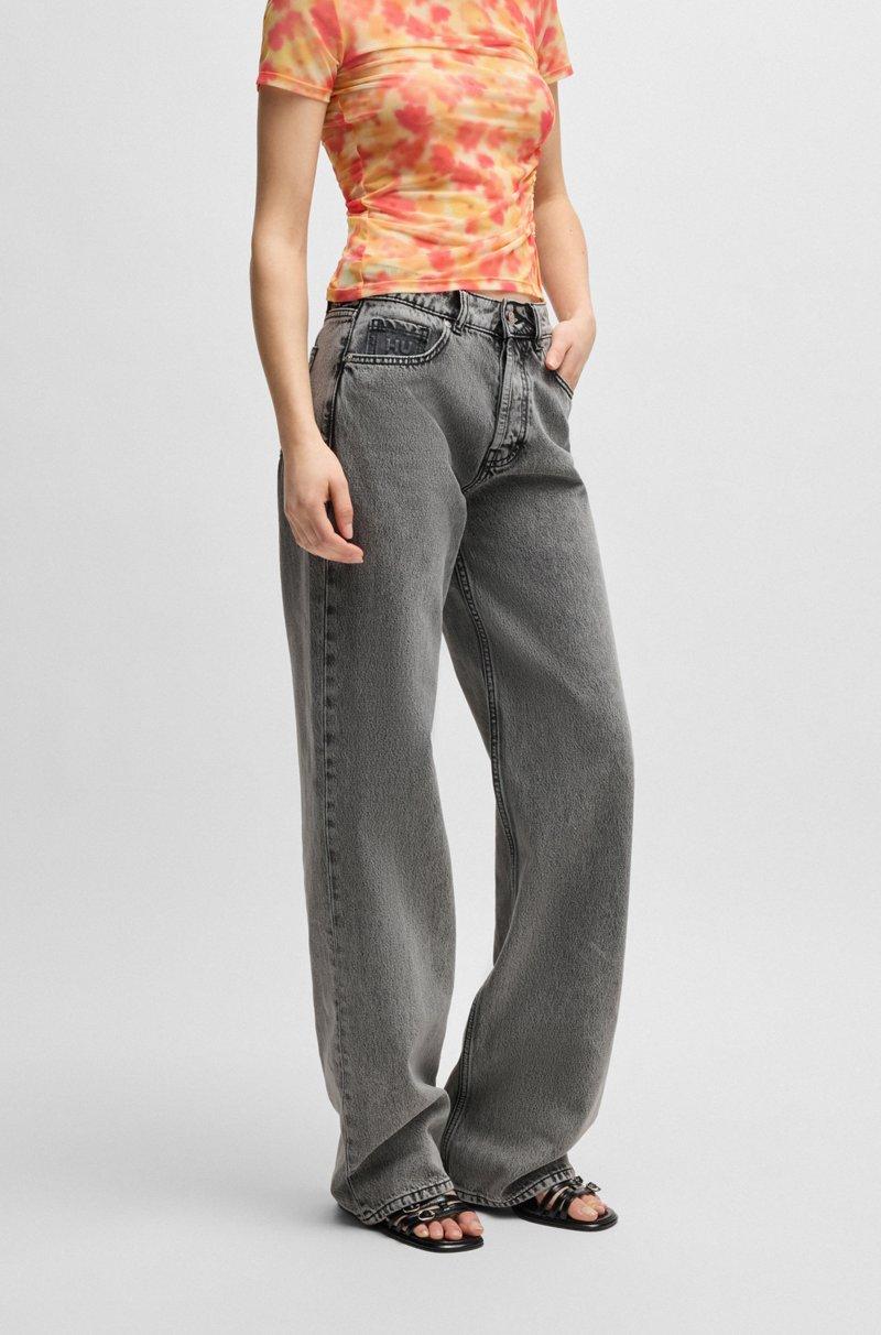 Hugo Boss Jeans straight fit de denim rígido gris