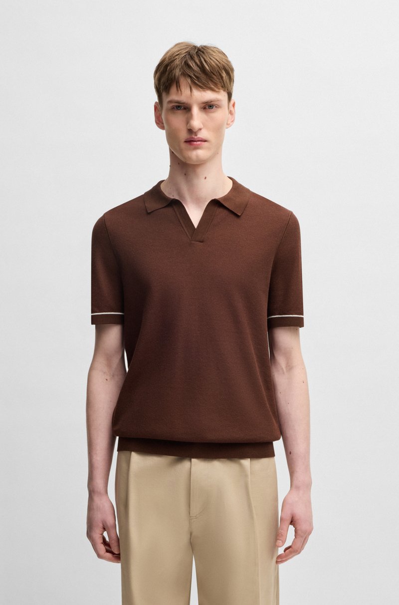 Hugo Boss Jersey de algodón con cuello Johnny