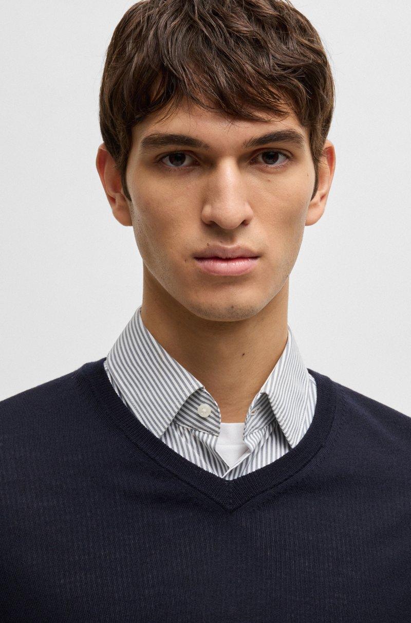 Hugo Boss Jersey De Lana Merina Con Cuello En Pico