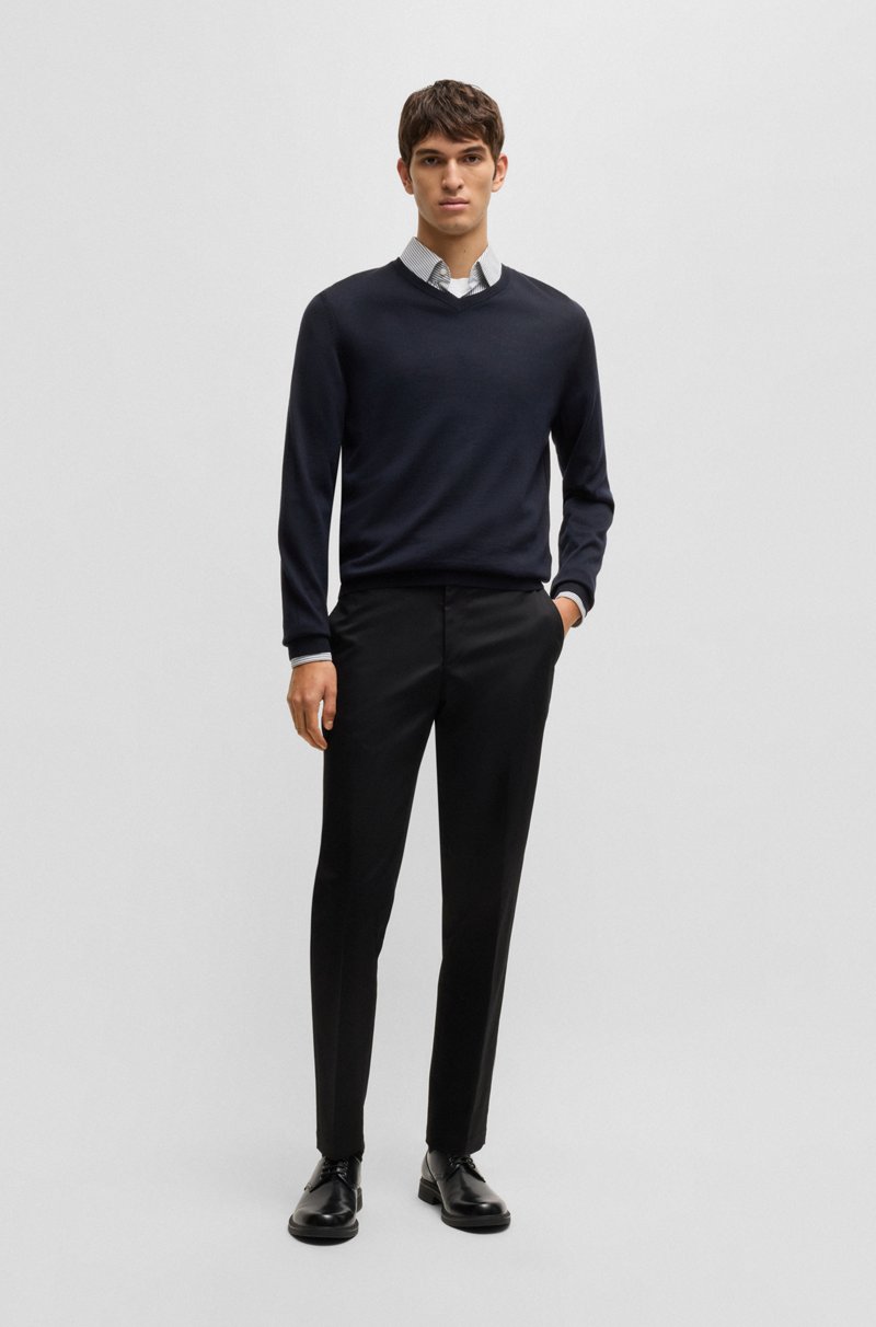 Hugo Boss Jersey De Lana Merina Con Cuello En Pico