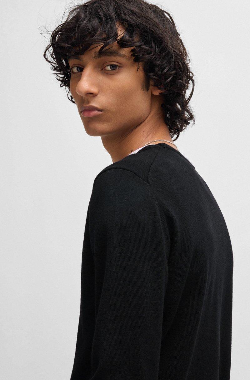 Hugo Boss Jersey De Lana Virgen Con Logo Bordado