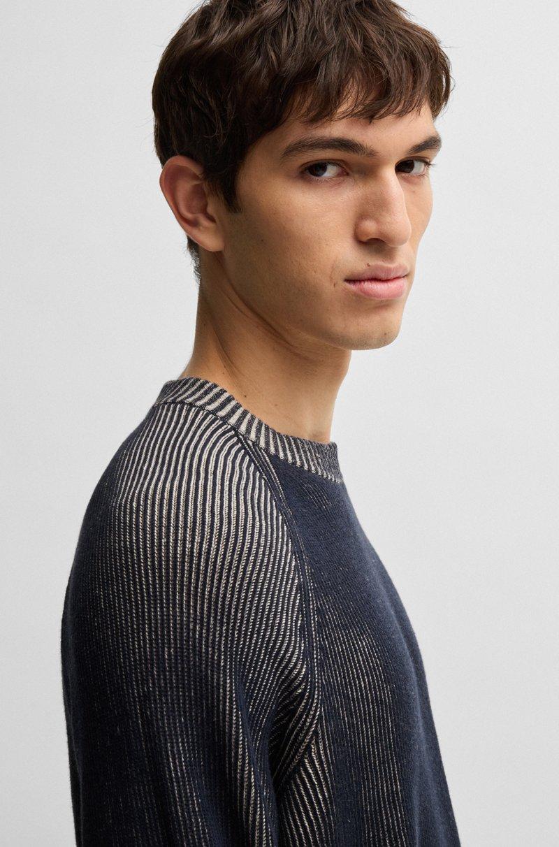 Hugo Boss Jersey De Lino Y Algodón En Punto Rayado