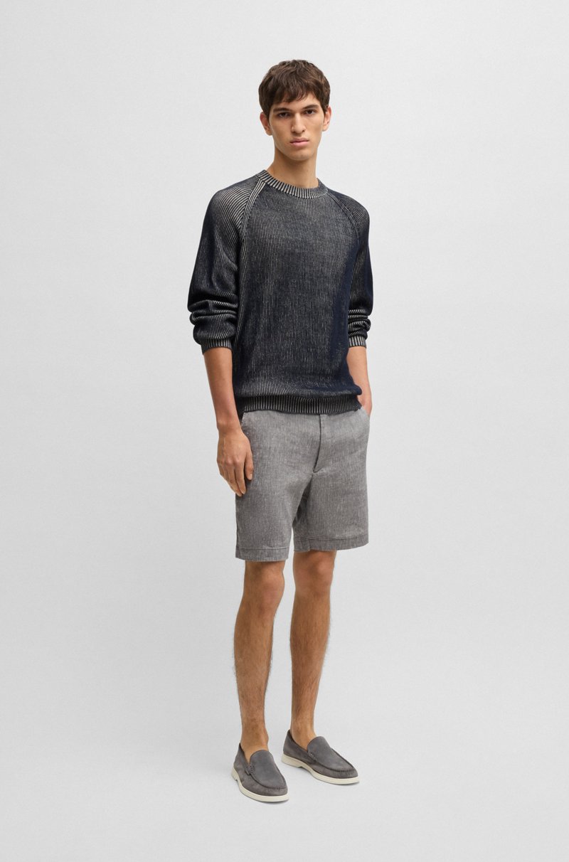 Hugo Boss Jersey De Lino Y Algodón En Punto Rayado