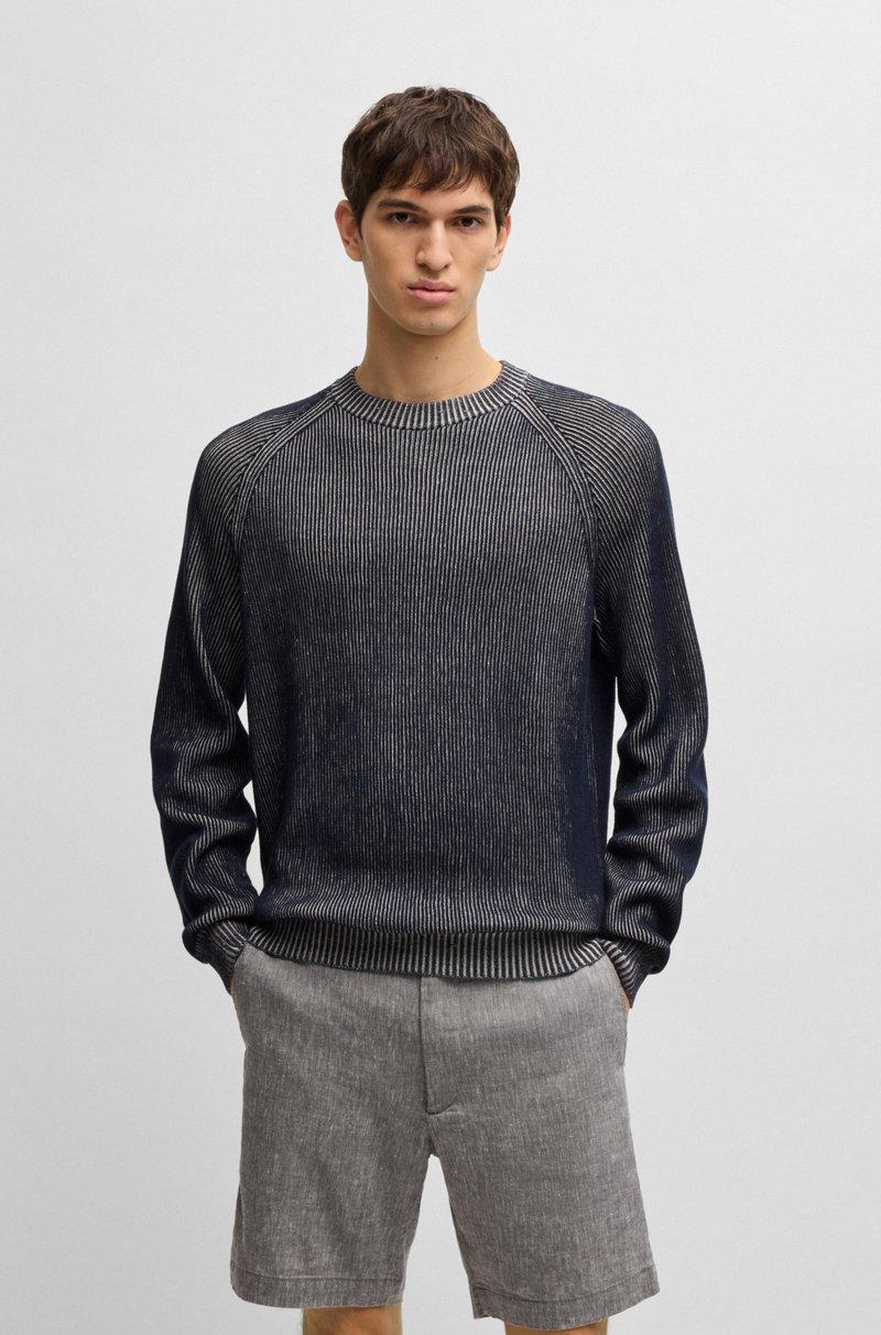 Hugo Boss Jersey de lino y algodón en punto rayado