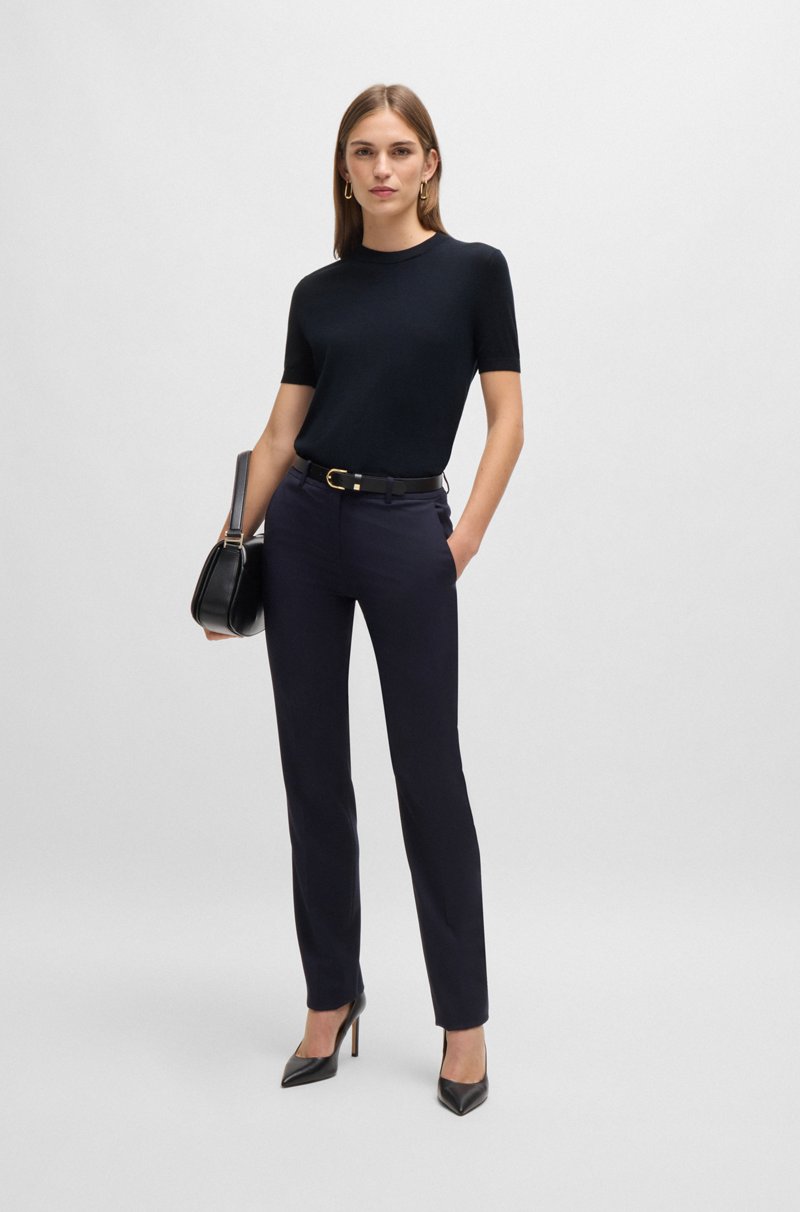 Hugo Boss Jersey De Manga Corta En Lana Merina