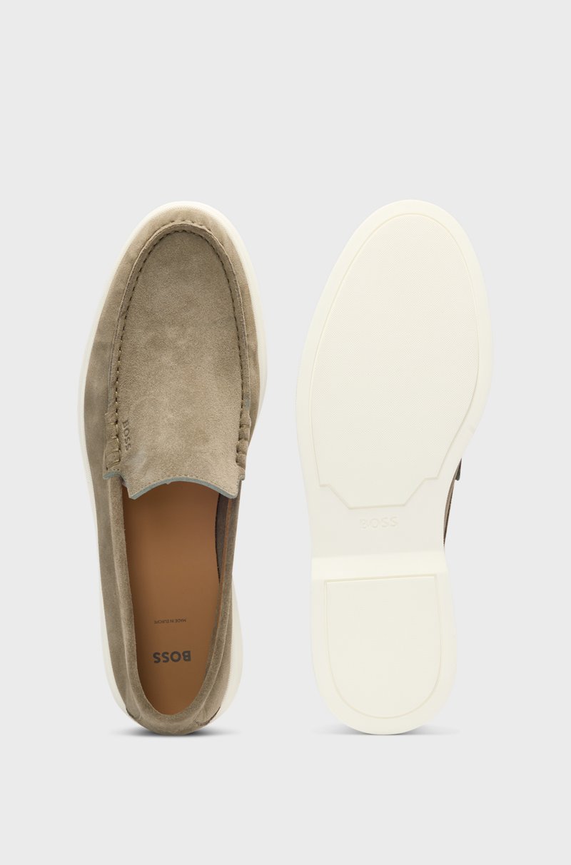 Hugo Boss Mocasines De Ante Con Suela En Contraste