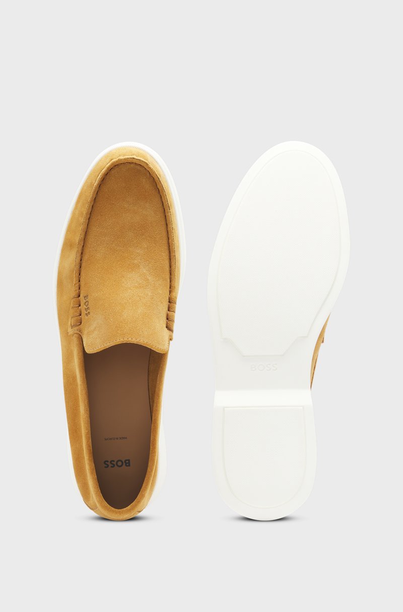 Hugo Boss Mocasines De Ante Con Suela En Contraste