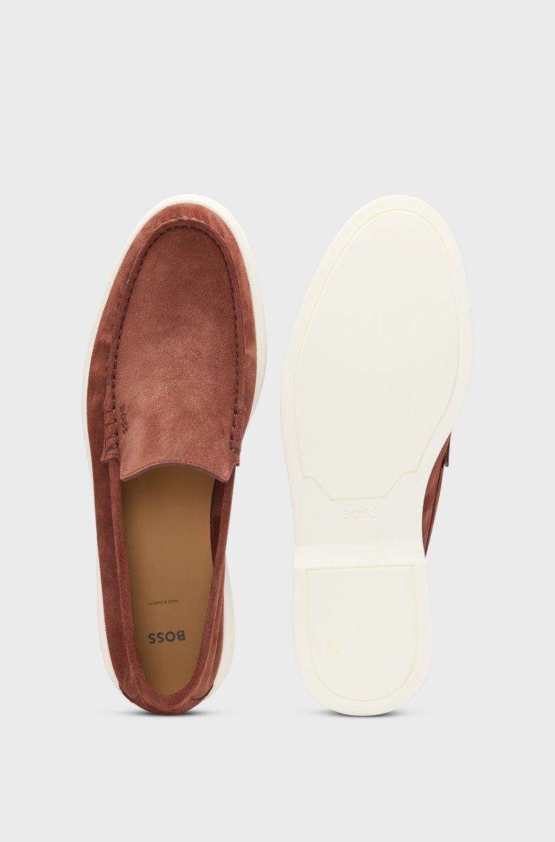 Hugo Boss Mocasines De Ante Con Suela En Contraste