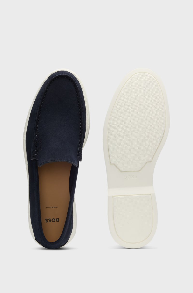 Hugo Boss Mocasines De Ante Con Suela En Contraste