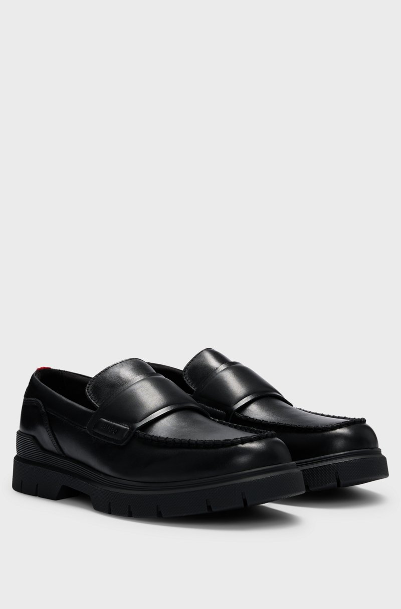 Hugo Boss Mocasines de piel con costuras dobles