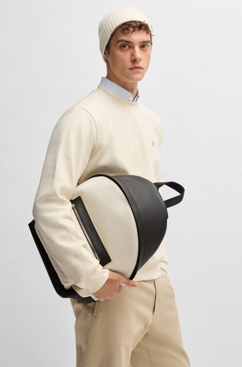 Hugo Boss Mochila De Lona Con Apliques De Piel