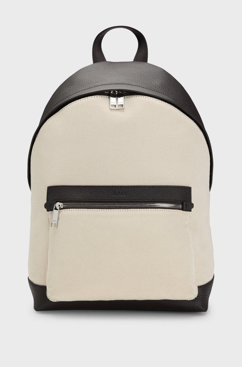 Hugo Boss Mochila de lona con apliques de piel