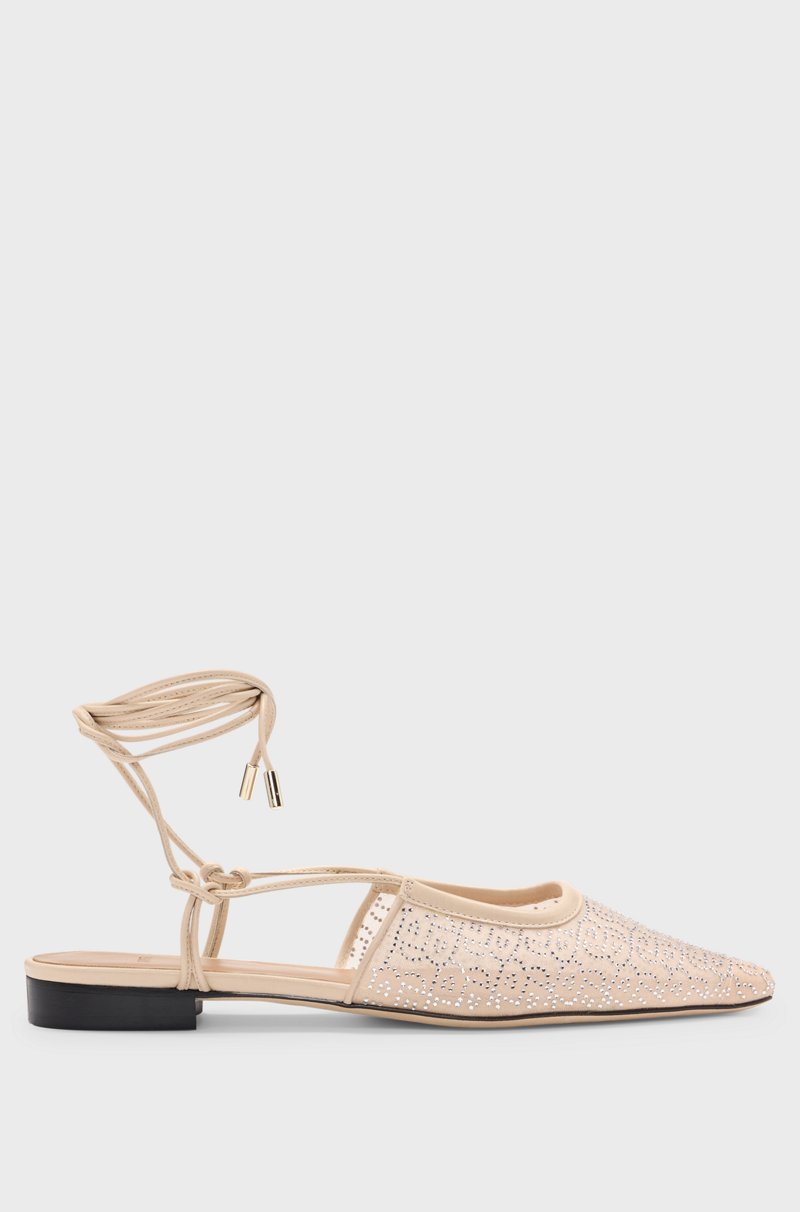 Hugo Boss Mules De Malla Con Adornos De Estrás