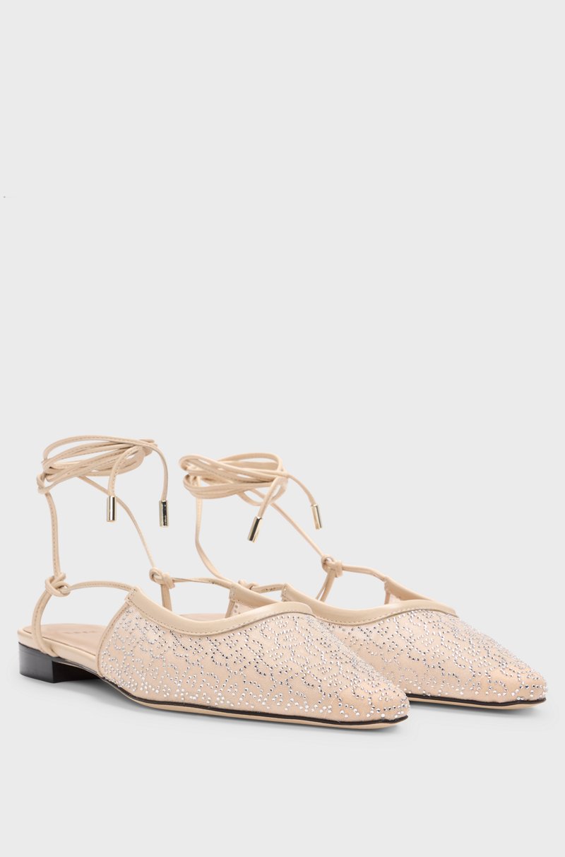 Hugo Boss Mules de malla con adornos de estrás