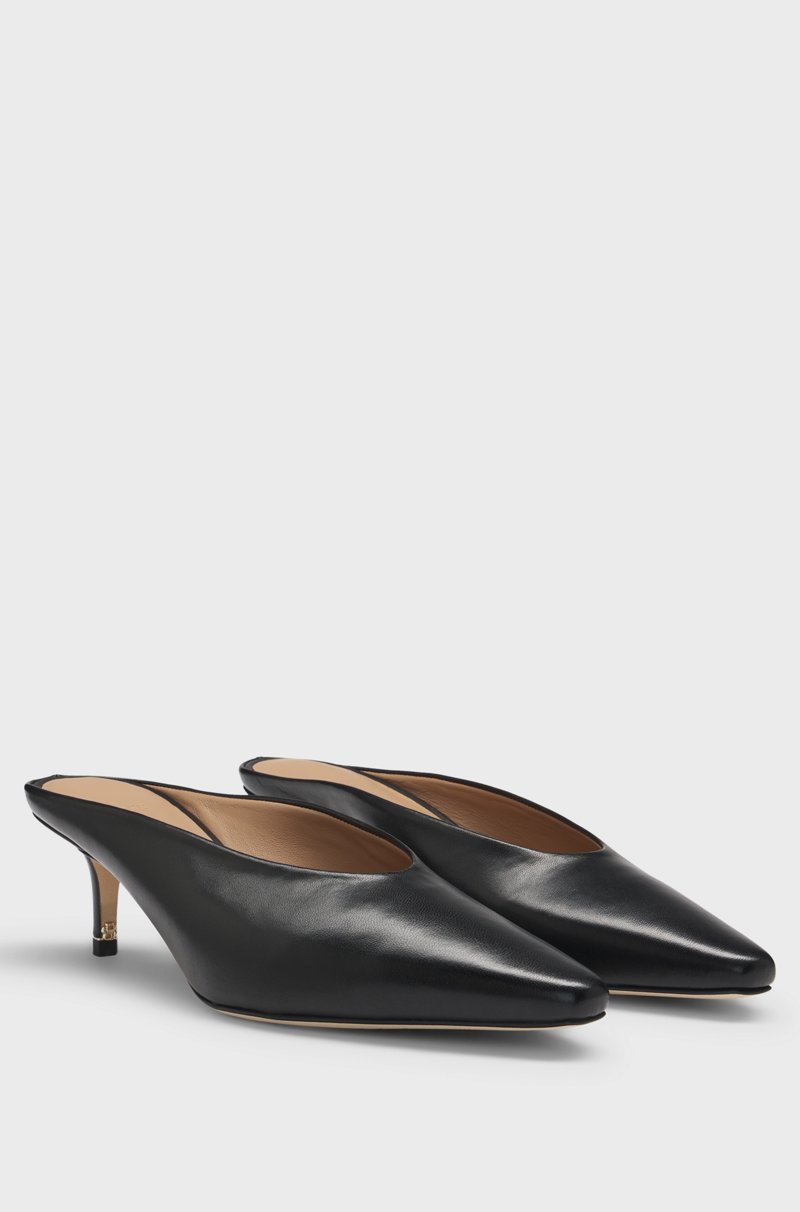 Hugo Boss Mules sin talón en piel de napa