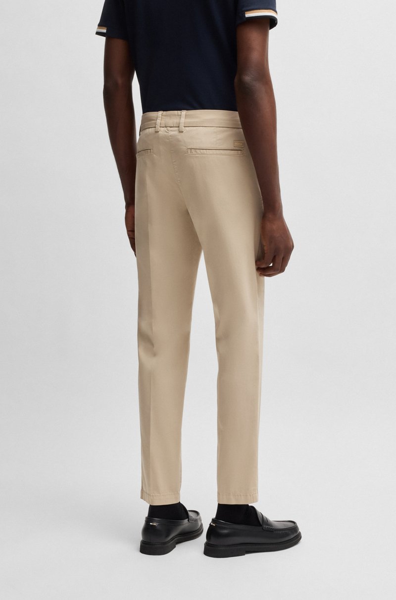 Hugo Boss Pantalón Slim Fit De Algodón Satinado