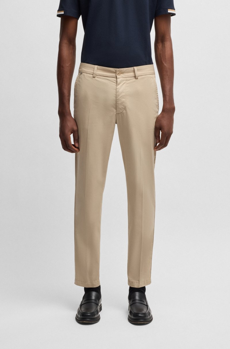 Hugo Boss Pantalón slim fit de algodón satinado