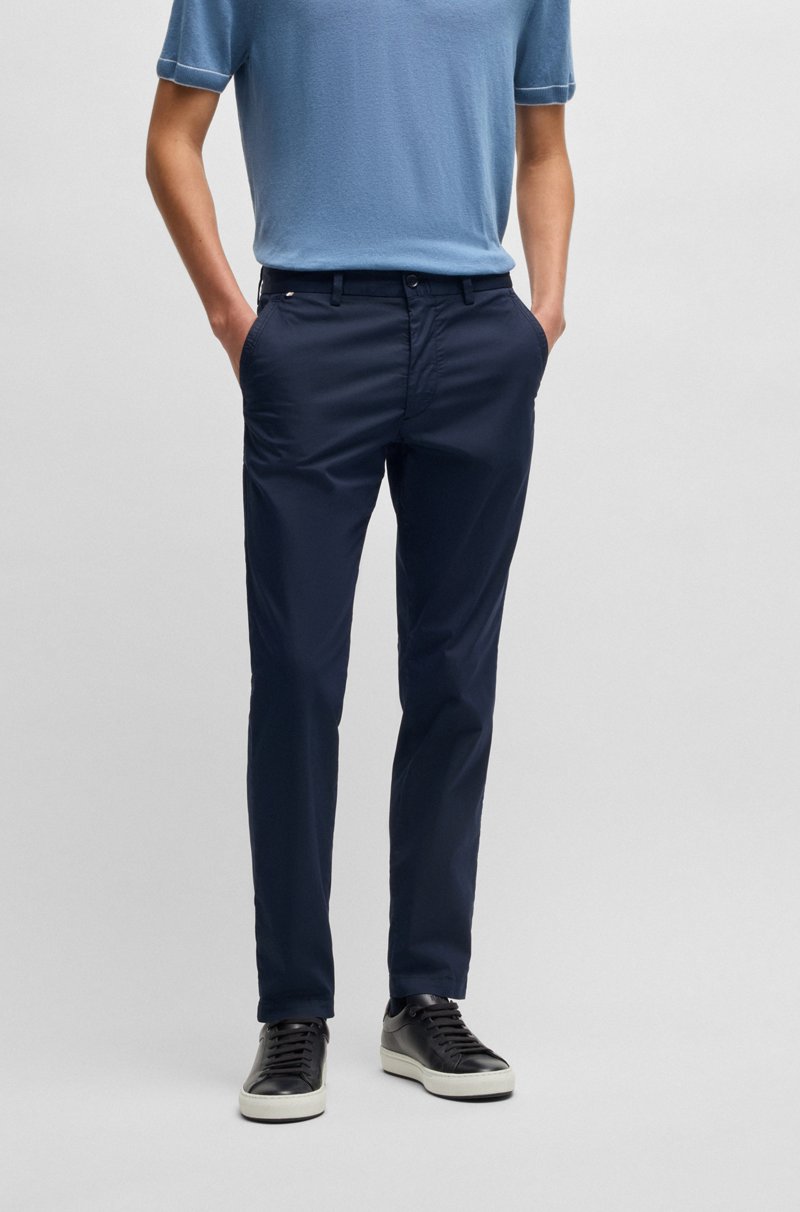 Hugo Boss Pantalón Slim Fit De Algodón Satinado