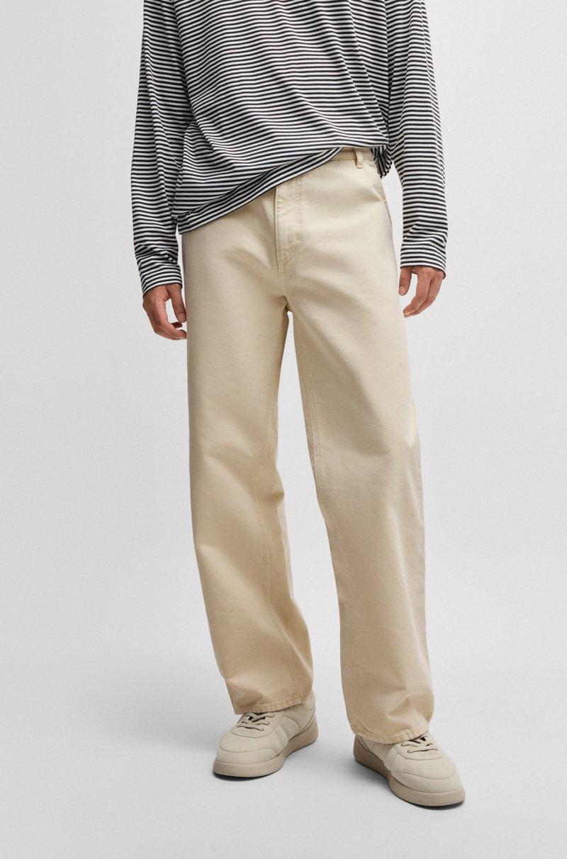 Hugo Boss Pantalones Baggy Fit De Lona De Algodón