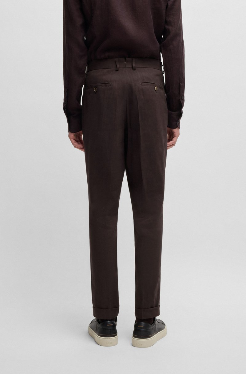 Hugo Boss Pantalones De Pinzas En Lino Y Lana