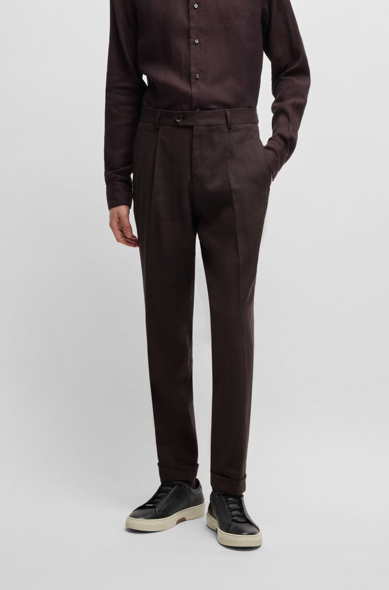 Hugo Boss Pantalones de pinzas en lino y lana
