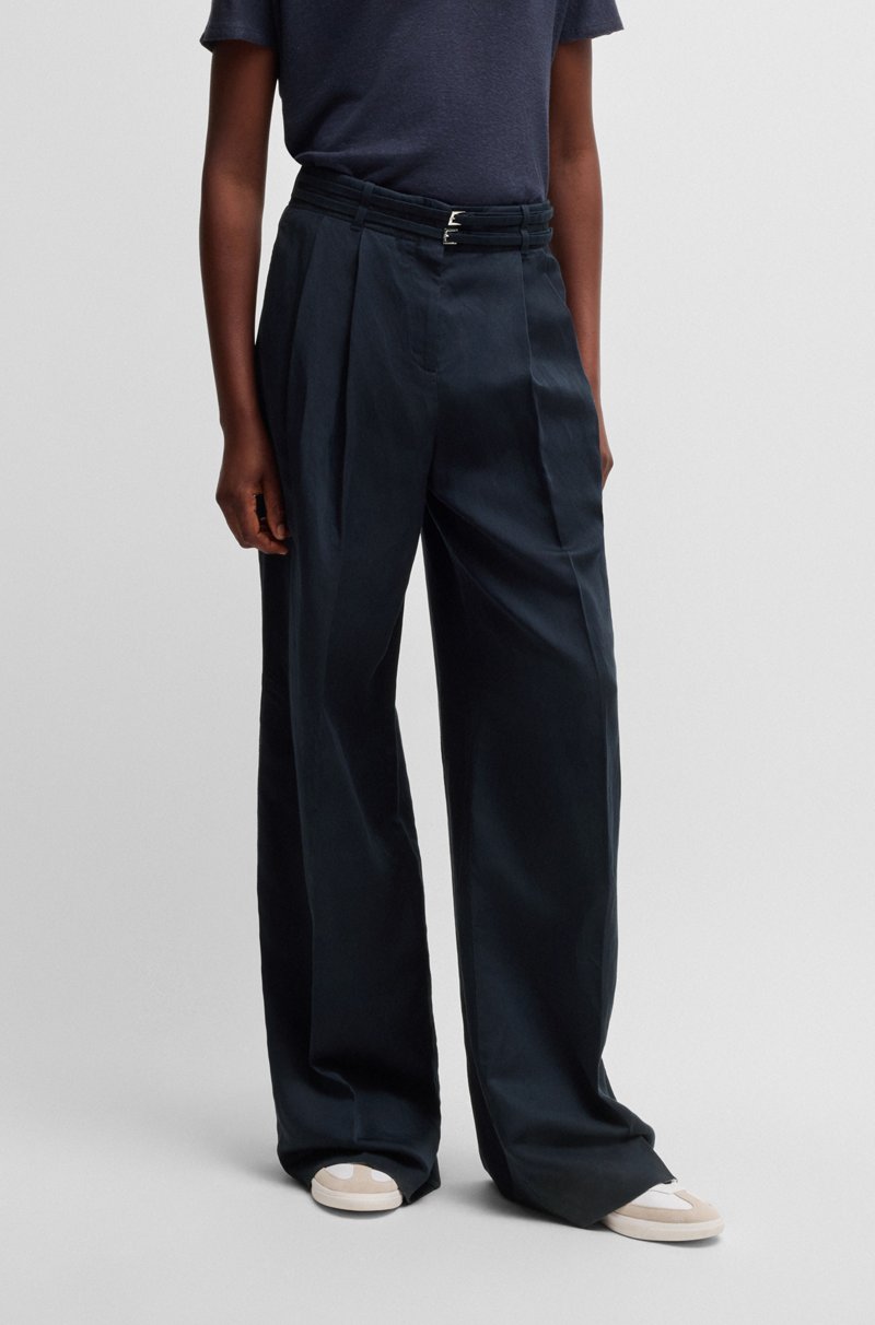 Hugo Boss Pantalones relaxed fit con pernera ancha