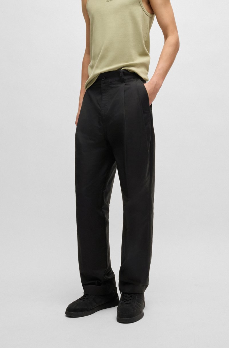 Hugo Boss Pantalones relaxed fit de algodón