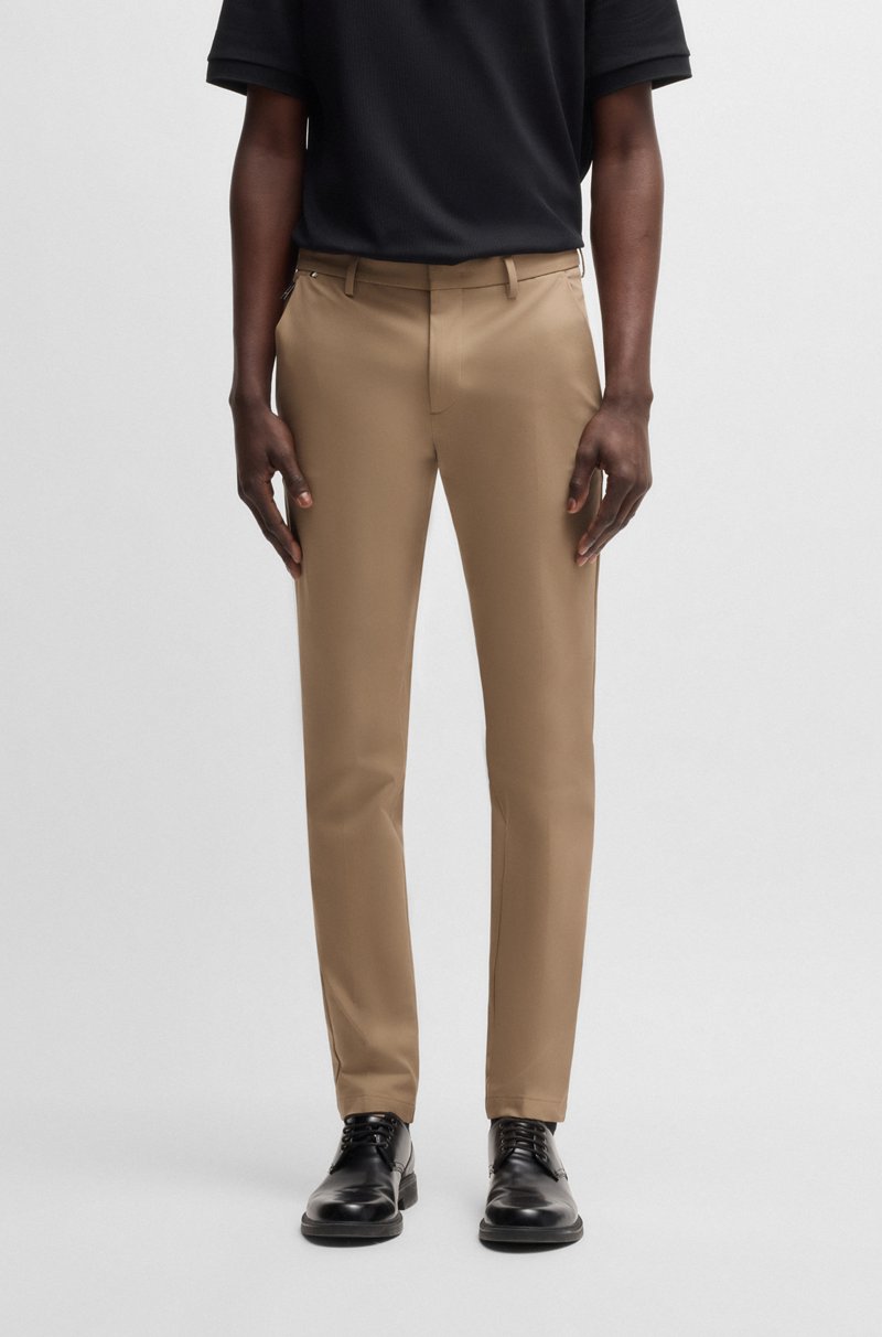 Hugo Boss Pantalones slim fit de algodón elástico