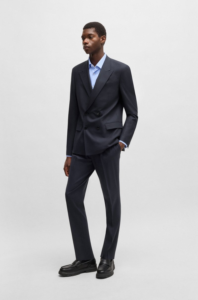 Hugo Boss Pantalones Slim Fit De Mezcla De Lana