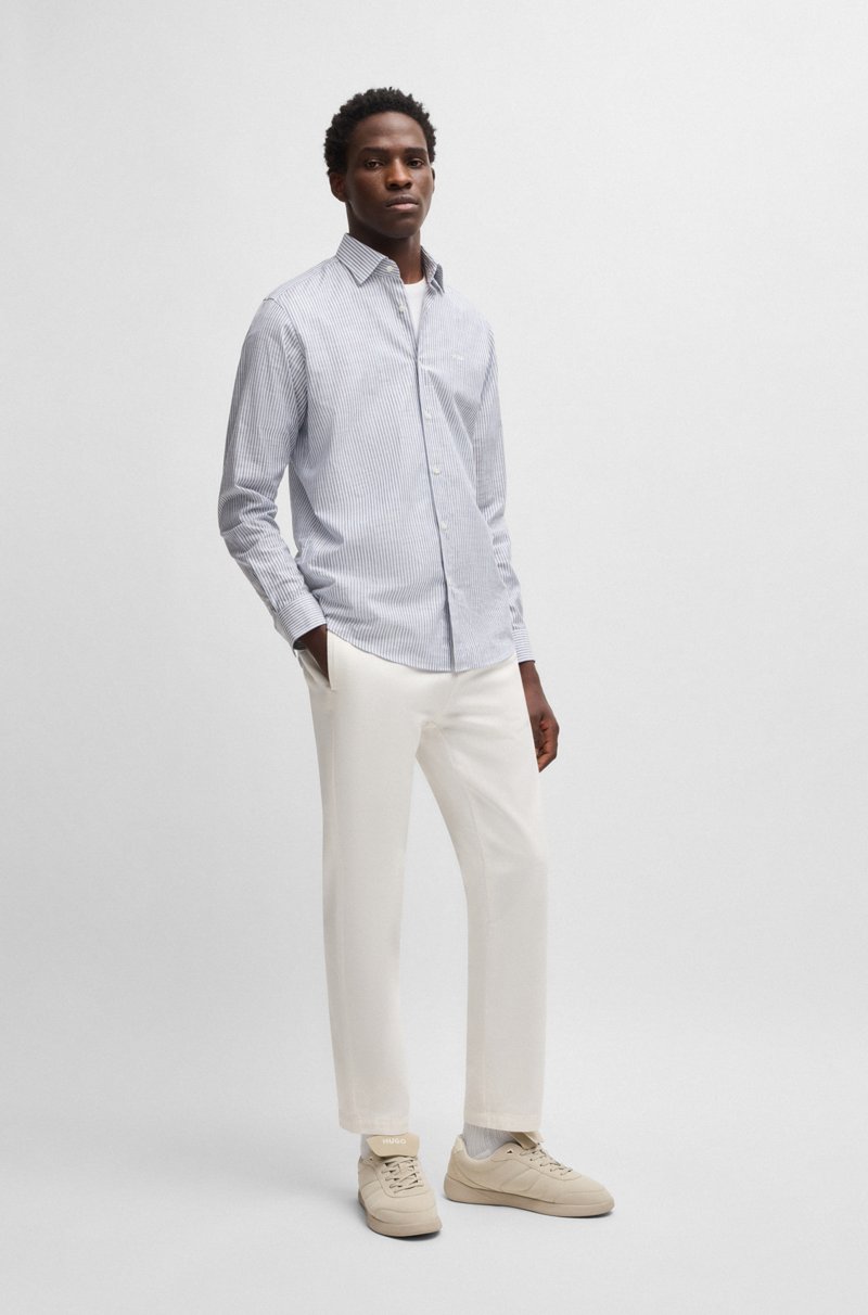 Hugo Boss Pantalones Slim Fit De Sarga De Algodón