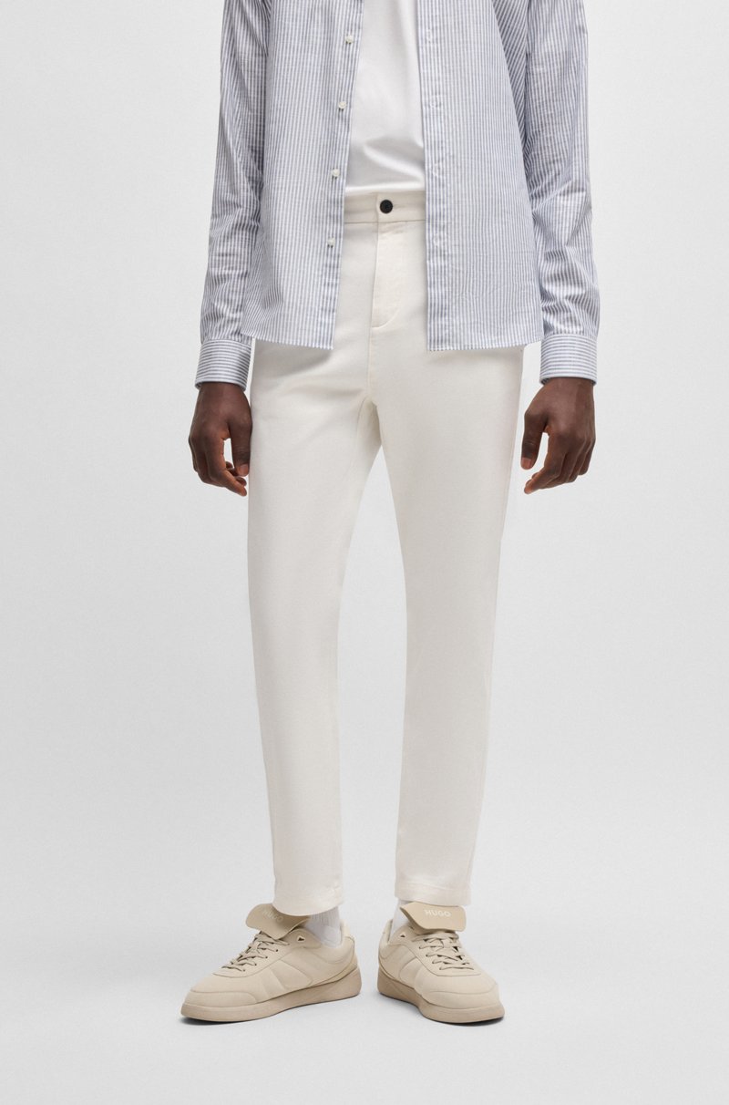 Hugo Boss Pantalones slim fit de sarga de algodón